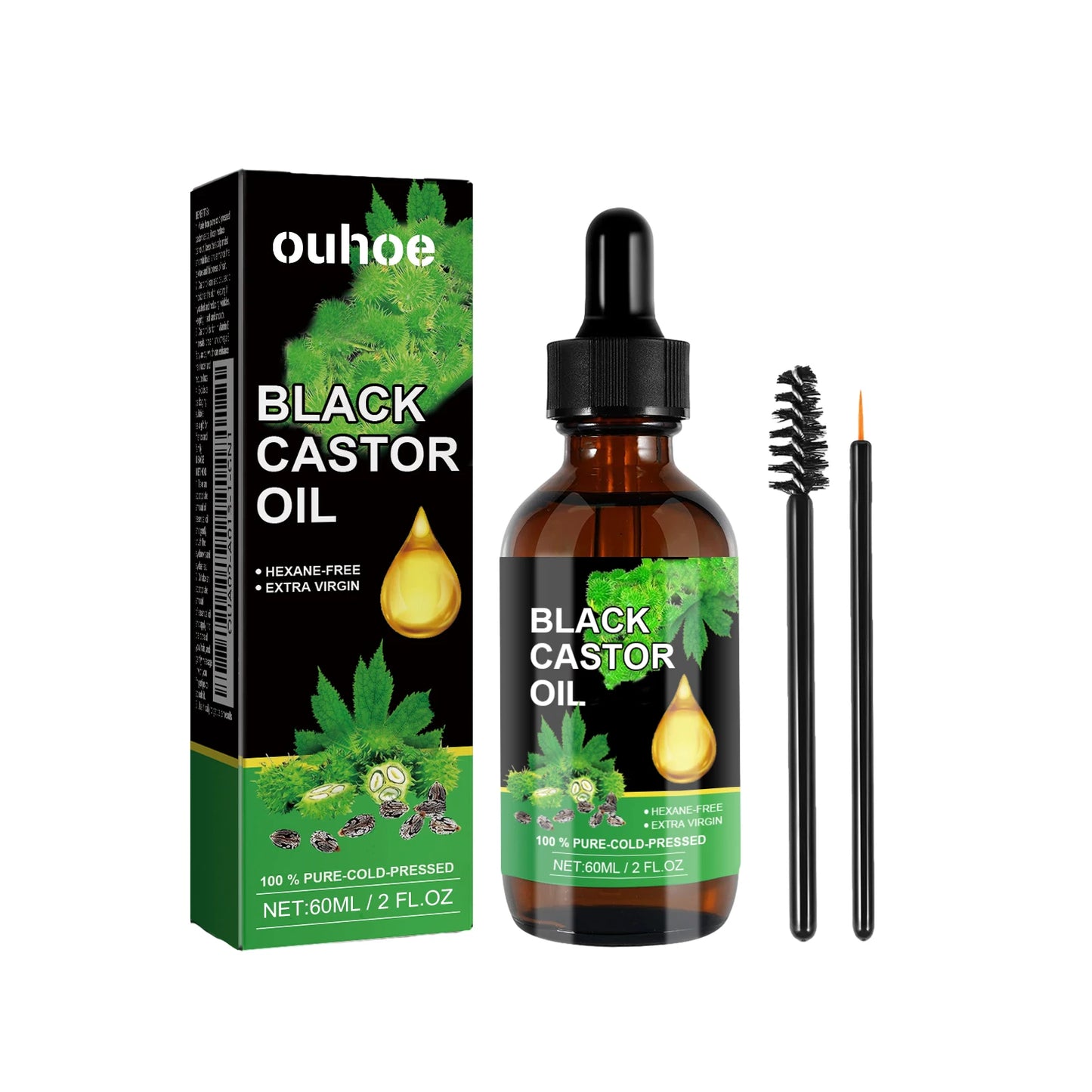Ouhoe Organic Black Castor Oil Nourishes Hair Growth