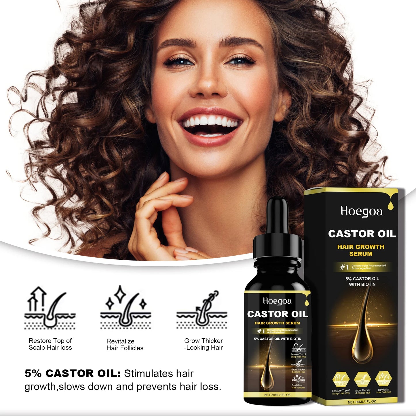 HOEGOA Castor Oil Thickening Essential Hair Care Oil
