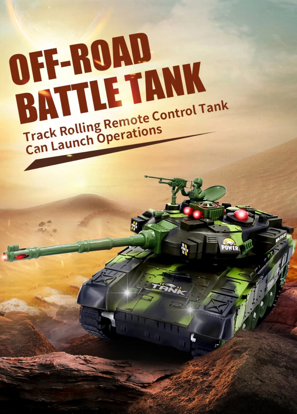 CONUSEA RC Tank Military War Tank Remote Control Vehicle
