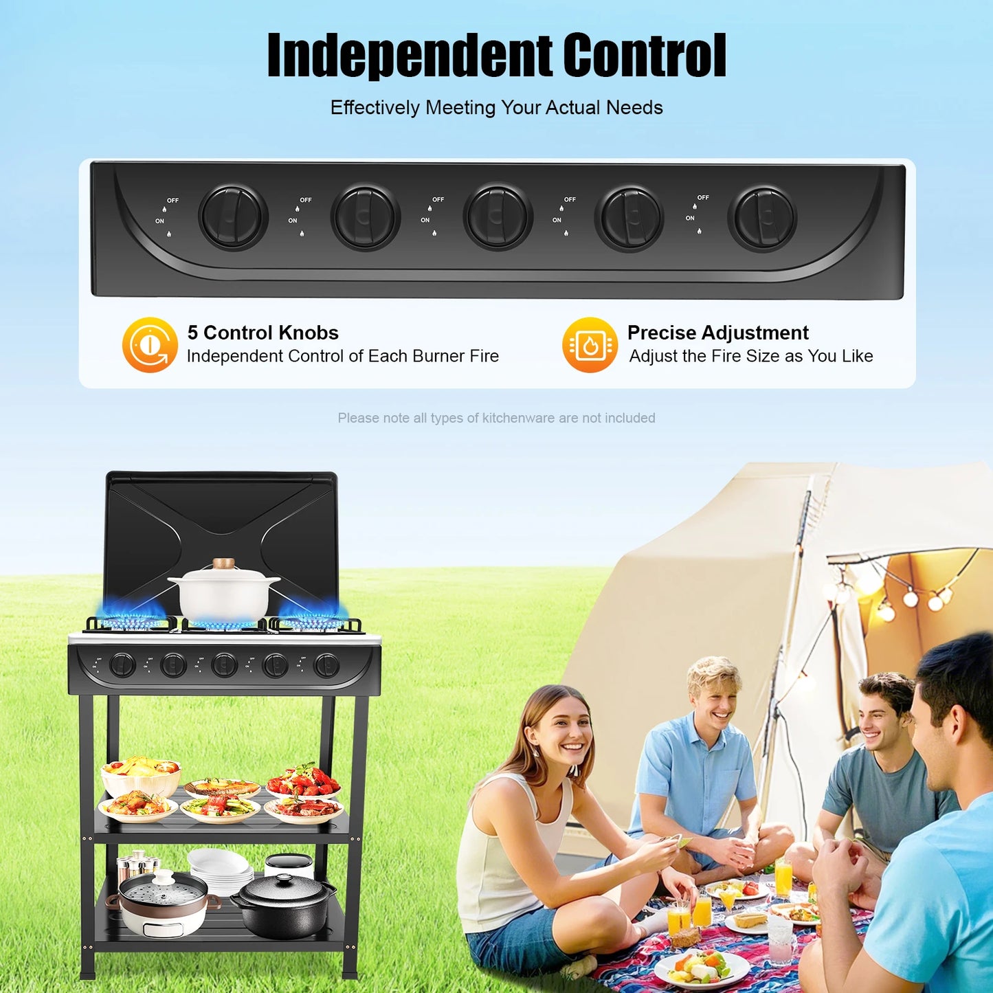 Gas Stove 5 Burner With Two Point Five Kilowatt Power