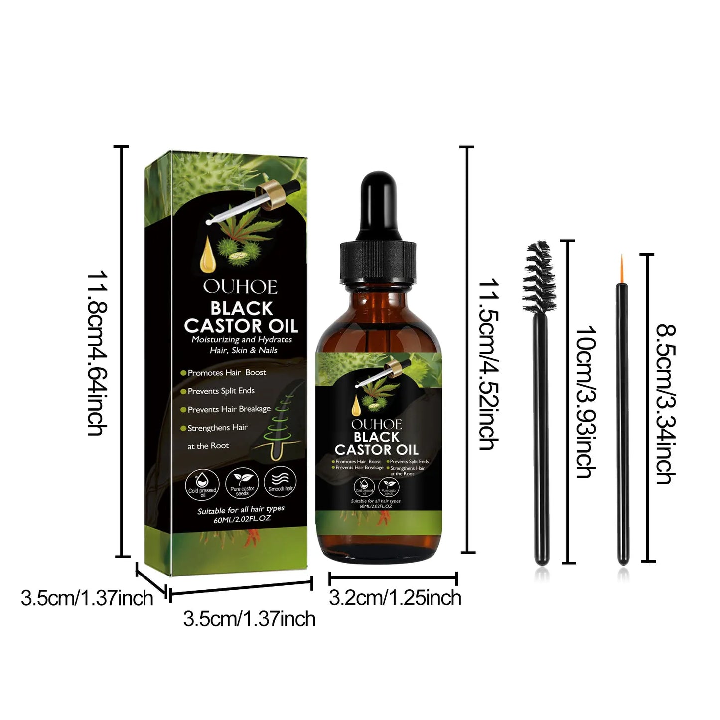 Ouhoe Castor Oil 100 Percent Organic For Hair And Skin