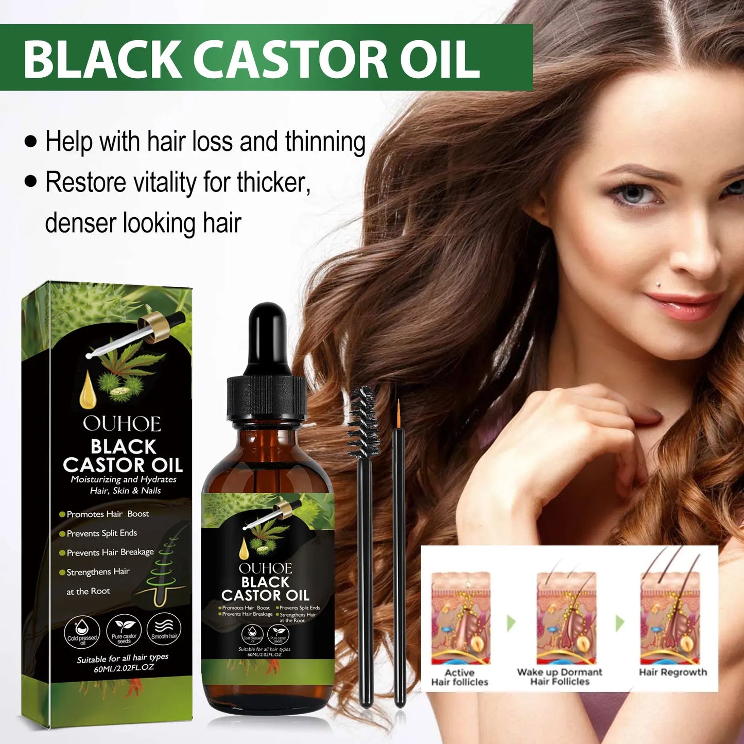 Ouhoe Castor Oil 100 Percent Organic For Hair And Skin