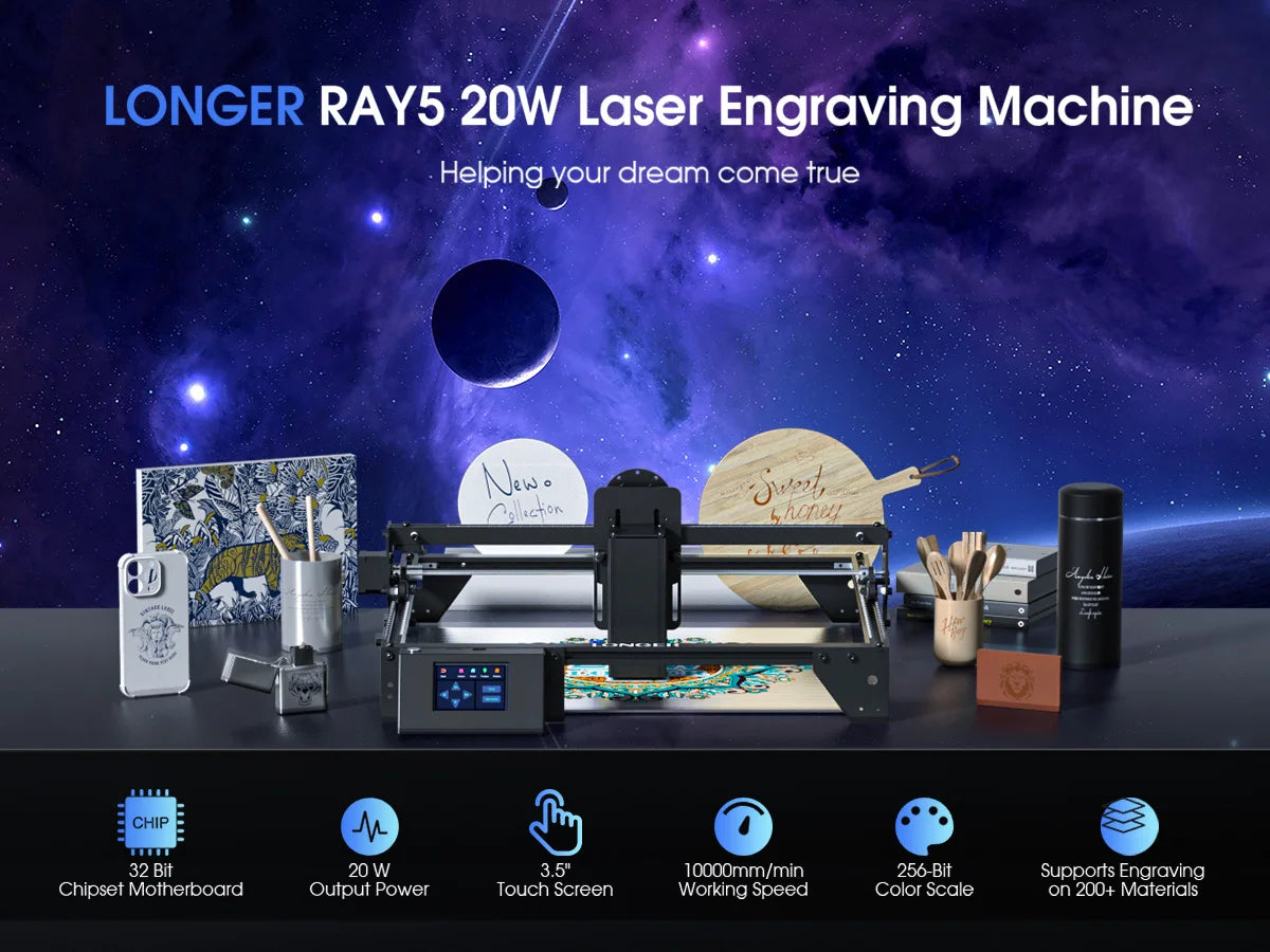 LONGER3DCNC 3D Laser Engraver Cutter RAY5 20W CE Certified
